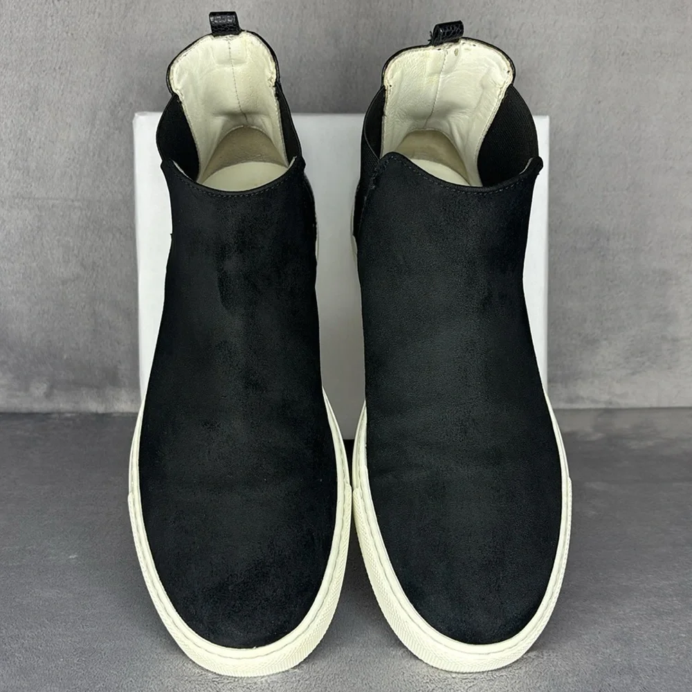 Lanvin Black Suede Chelsea Sneaker Boots 41 EU 8 US Made in Italy Black Dbb1 Sneakers In Suede And Patent Leather | Lanvin main image 4